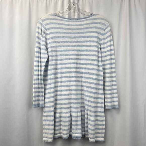 Project Women’s 3/4 Sleeve Scoop Neck Top Blue/White Striped Semi Sheer Small - Picture 6 of 8